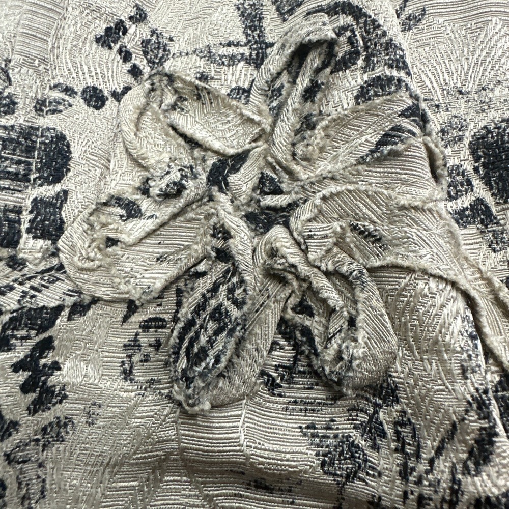 Chicos Silk Linen Open Front Jacket Size 2 Large Beige Black Abstract Floral Art - Picture 3 of 10